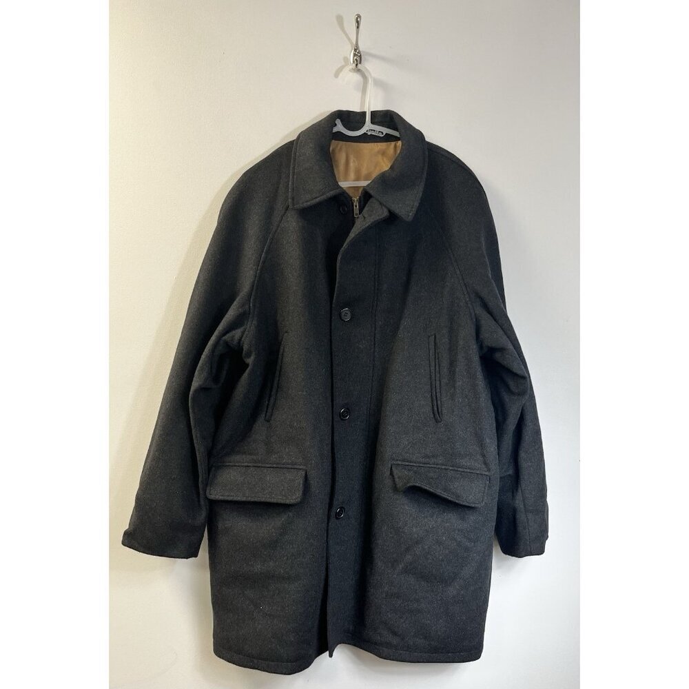 Millennium Jacket Mens Large Gray Cashmere Wool Blend Pea Coat Quilted Liner 🩶